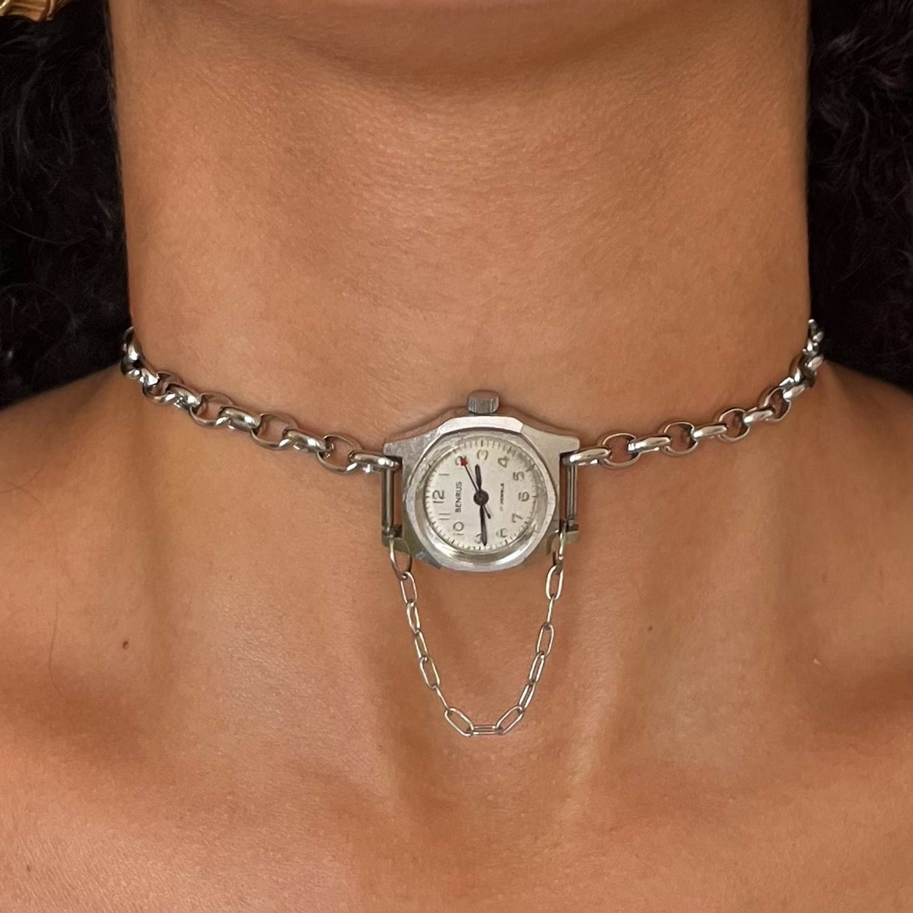 Silver Tone Up-Cycled Watch Choker Necklace