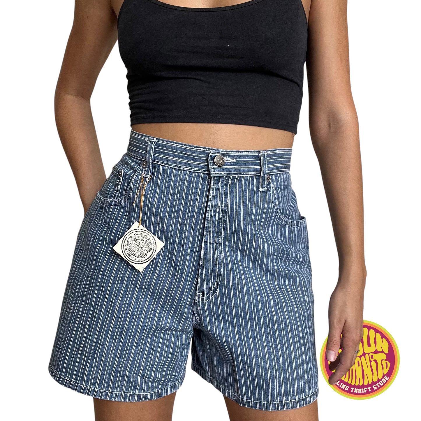 Striped High Waist 90’s Vintage  Shorts