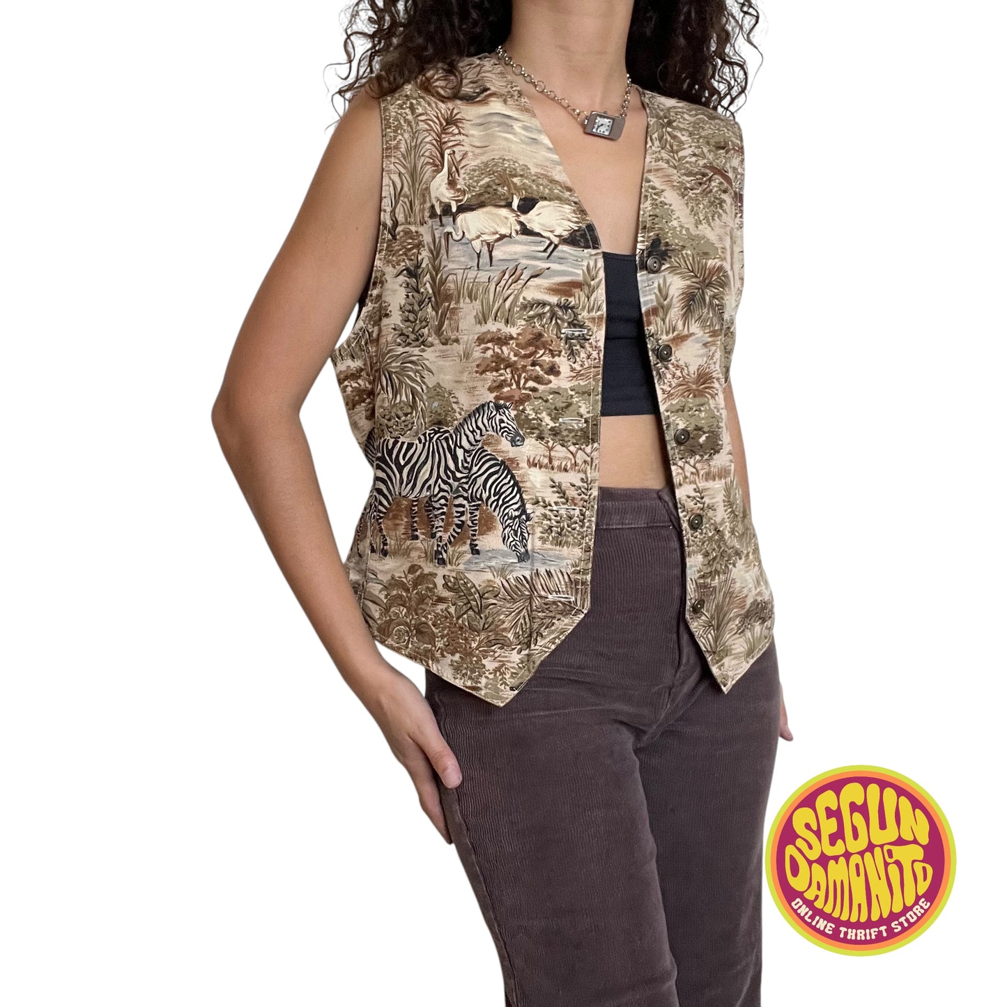 Safari Print 90’s Vintage Vest